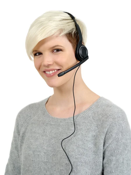 Beautiful call center woman — Stock Photo, Image