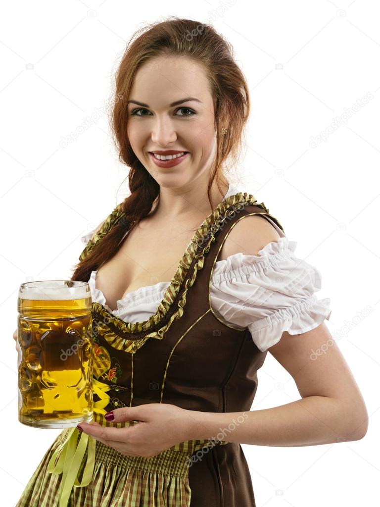 Oktoberfest server holding beer