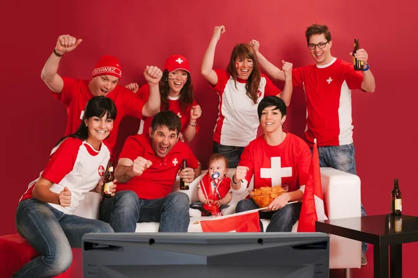 Felice tifosi svizzeri — Foto Stock