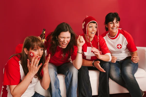 Crazy Swiss sports fans — Stock Photo, Image