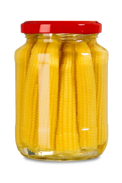 ミニ トウモロコシの孤立した jar ファイル — ストック写真