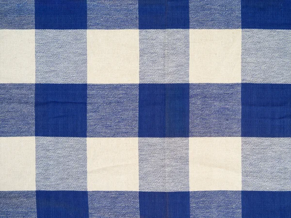 Blue checkered tablecloth — Stock Photo, Image