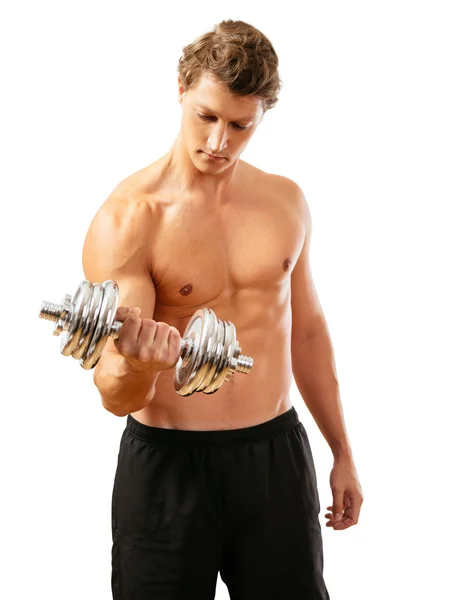 Shirtless bicep curl — Stock Photo, Image