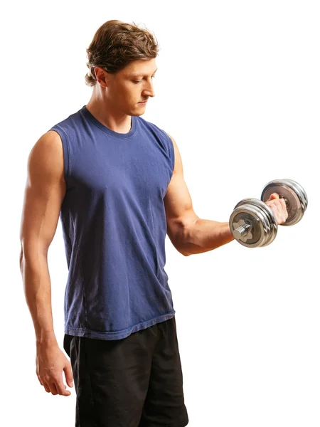 Man doing one arm bicep curl — Stock Photo, Image