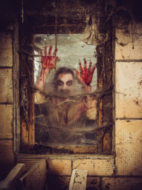 pencereden kanlı zombi