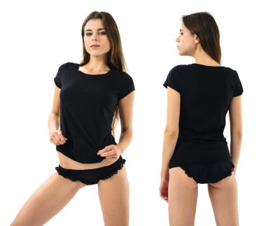boş siyah gömlek ve pantolon ile seksi kadın