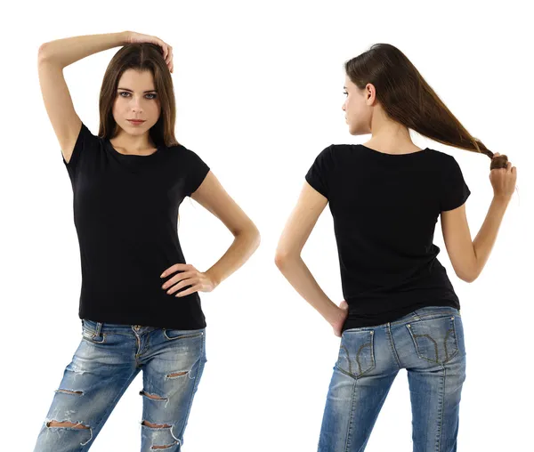 Enajenar procedimiento Indulgente Chica camiseta negra fotos de stock, imágenes de Chica camiseta negra sin  royalties | Depositphotos
