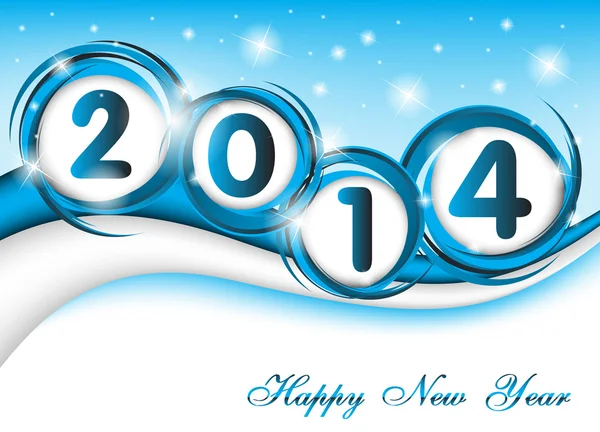 New year 2014 in blue background — Stock Vector