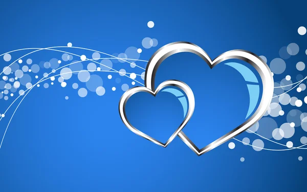 Beau fond bleu coeur — Image vectorielle