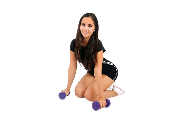 Geïsoleerde fitness meisje — Stockfoto