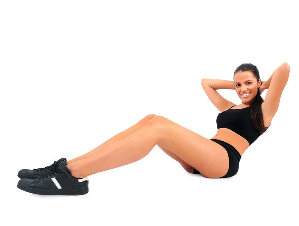 Geïsoleerde fitness vrouw — Stockfoto