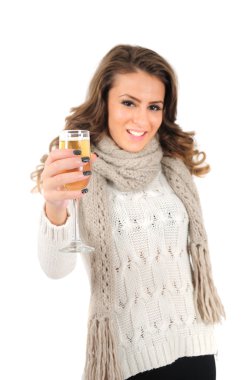 genç kız wih şampanya