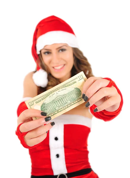 Isolated young christmas woman — Stock Photo, Image