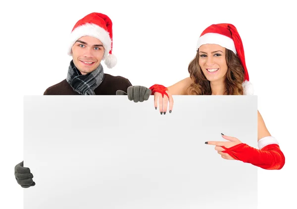 Na białym tle para młodych Boże Narodzenie — Zdjęcie stockowe