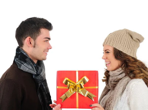 Isolé jeune couple de Noël — Photo