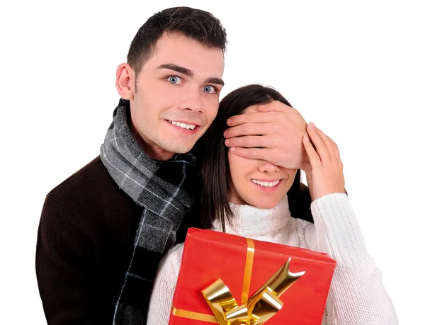 Isolated casual couple — Stock Photo, Image