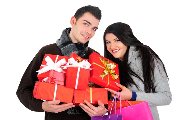 Isolated Casual Couple — Stock Photo, Image