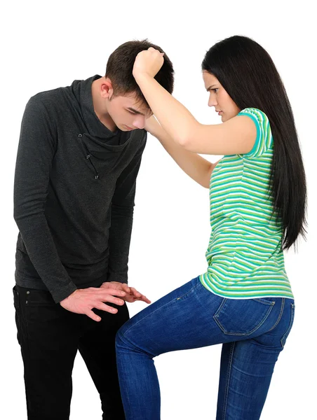 Isolated casual couple — Stock Photo, Image