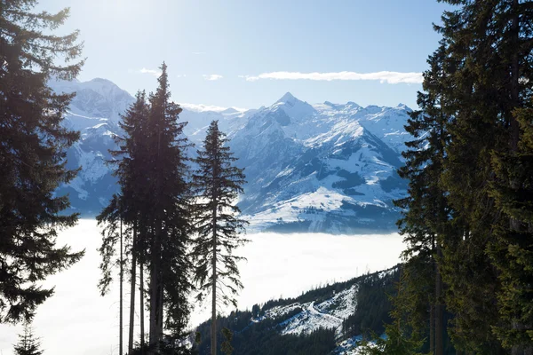 Zimní s lyžařských sjezdovek střediska kaprun — Stock fotografie
