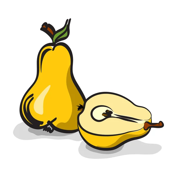 Pear fruits sketch drawing vector set — Stock Vector