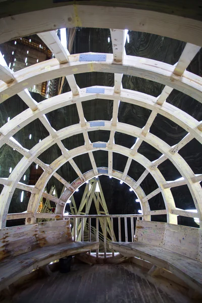 Underground wood structure in Turda Salt Mine — Stock Photo, Image