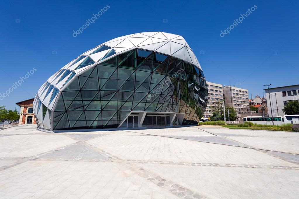 CET Budapest modern whale shaped building on the bank of Danube