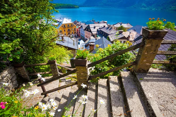 Weergave van hallstatt dorp — Stockfoto