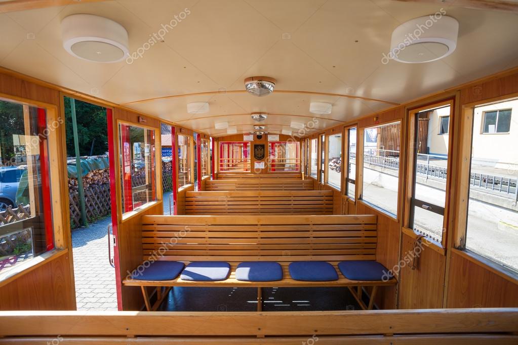 Steam Train Inside Car Pasenger Benches Stock Editorial Photo