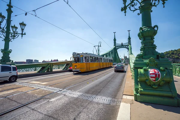 Vista del Puente de la Libertad sobre el Danubio, Budapest — Foto de Stock