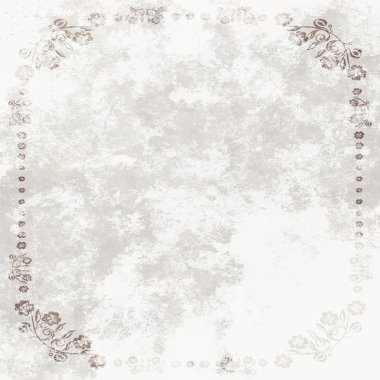 Grundge White Sheet of paper with floral frame clipart