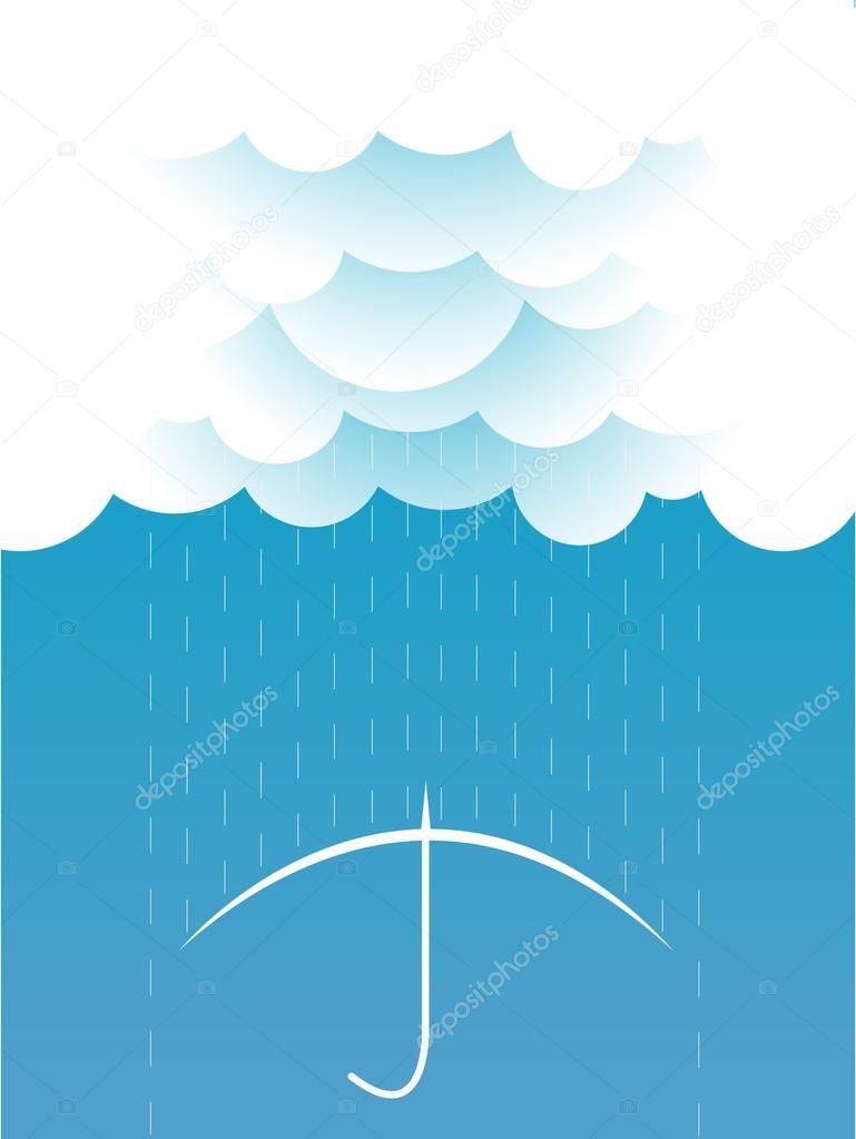 Rain.Vector image with dark clouds in wet day