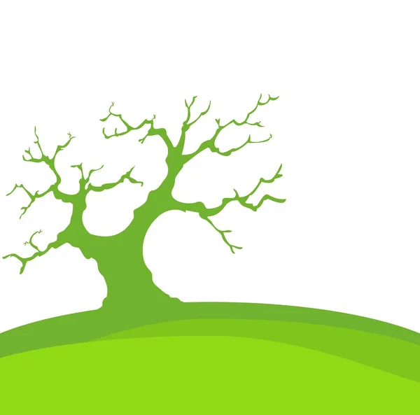 Fondo verde con árboles y tierra, aislado — Vector de stock