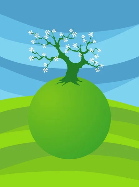 Cartão com árvore estilizada, imagem vetorial para design — Vetor de Stock