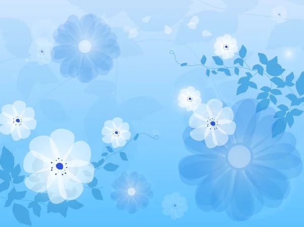 Fundo floral azul vetor de flores — Vetor de Stock