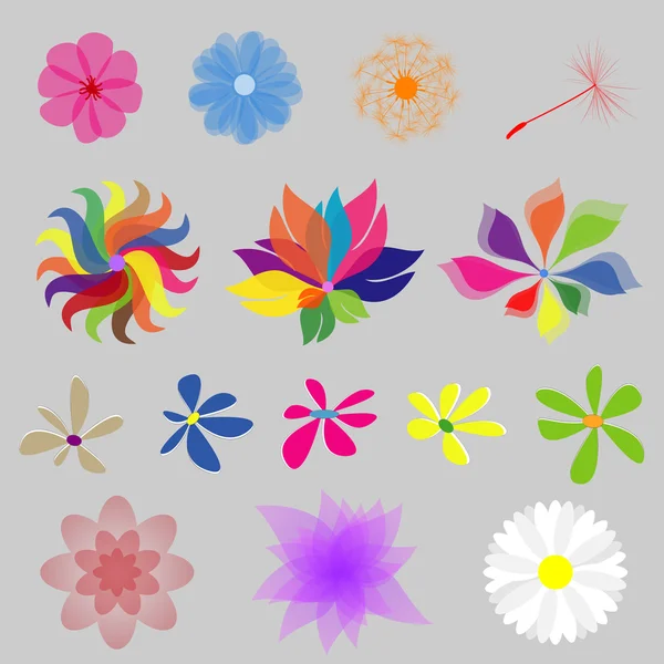 Collection Mod Style Vector Flowers — Stock Vector