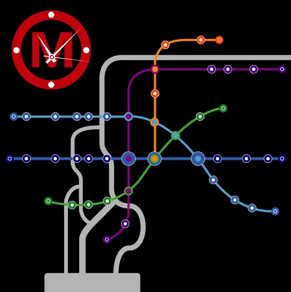 Абстрактный фон винтажной схемы метро — стоковый вектор
