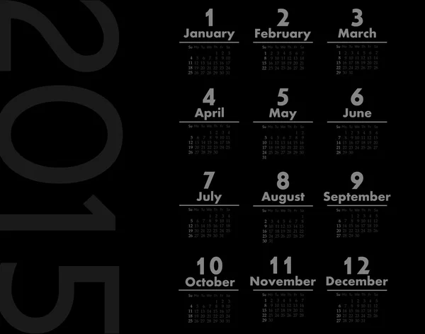 Simple europeo 2015 año vector calendario — Archivo Imágenes Vectoriales