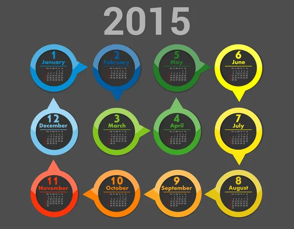 Простой европейский векторный календарь 2015 года — стоковый вектор