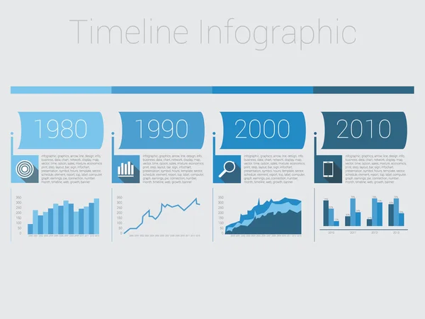 Infografía de línea de tiempo retro, plantilla de diseño vectorial — Vector de stock