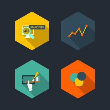 düz tasarım kavramı simge kümesi