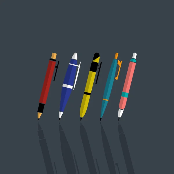 Vector illustratie van set kleurrijke pennen — Stockvector