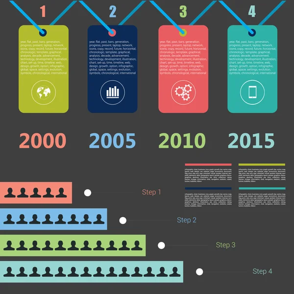 Retro tidslinjen infographic, vektor formgivningsmall — Stock vektor