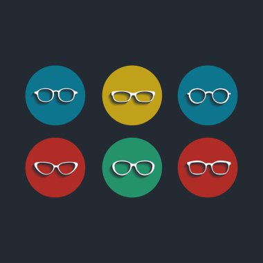 Beyaz arka plan üzerinde vektör siyah gözlük Icons set