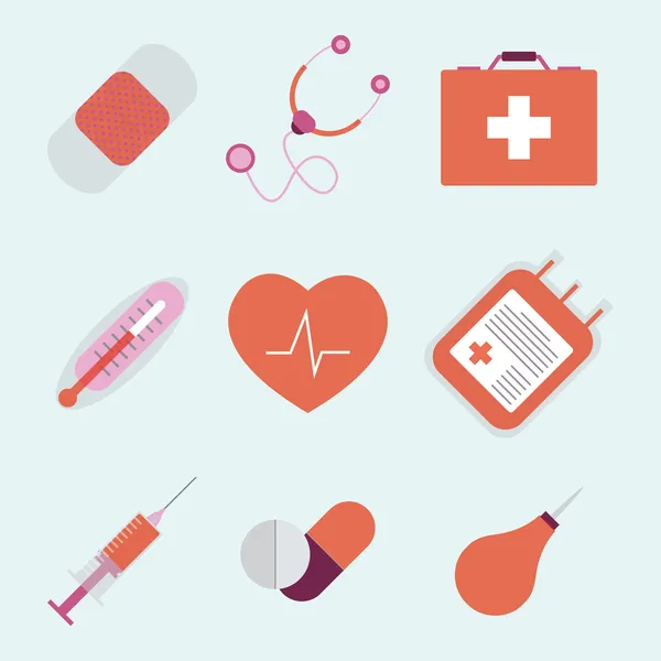 Decorative medical emergency first aid kit symbols — Stock Vector