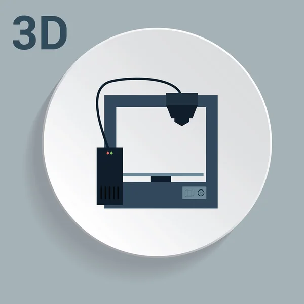 简单的设计的 3d 打印机图标。. — 图库矢量图片