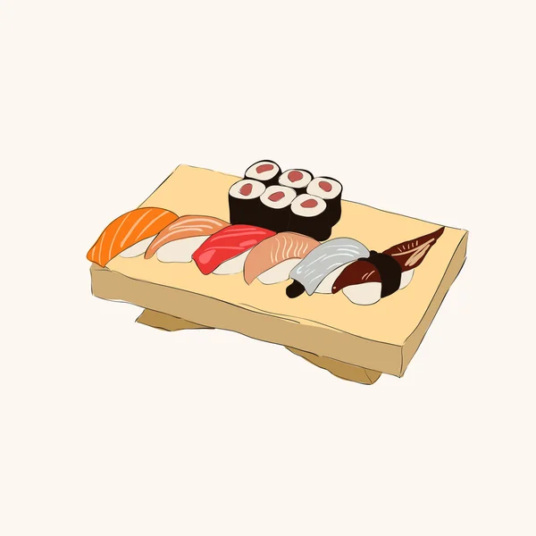 Ilustración vectorial de varias piezas de Sushi Ilustraciones de stock libres de derechos