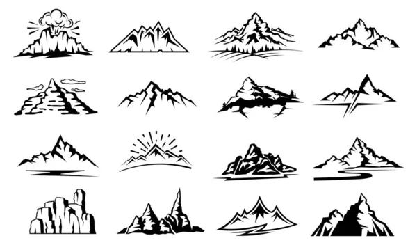 Mountains and nature landscape rocks silhouettes — Stock Vector