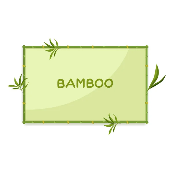 Cadre en bambou fond vert, bannière avec bordures — Image vectorielle