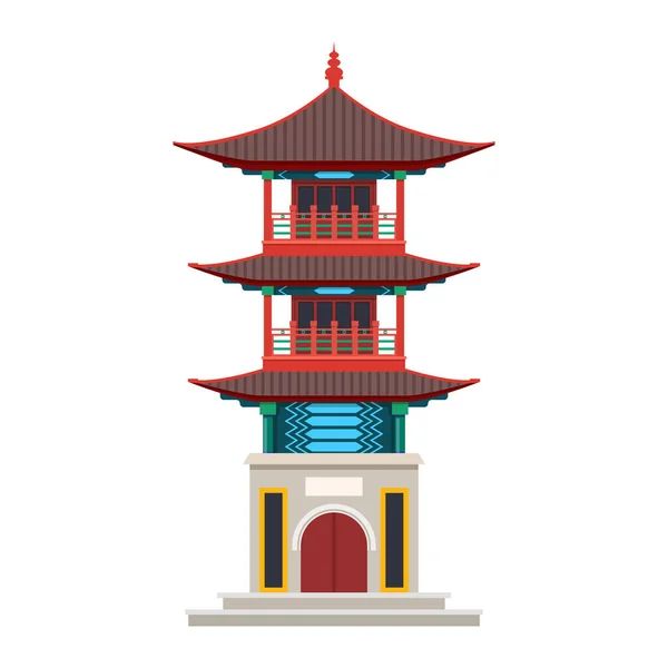 Chinesische Pagode, China-Tempel oder japanisches Gebäude — Stockvektor