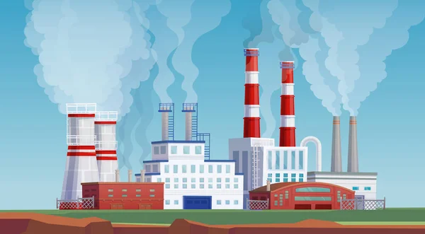 Εργοστάσιο, βιομηχανία, εργοστάσιο παραγωγής ηλεκτρικής ενέργειας — Διανυσματικό Αρχείο